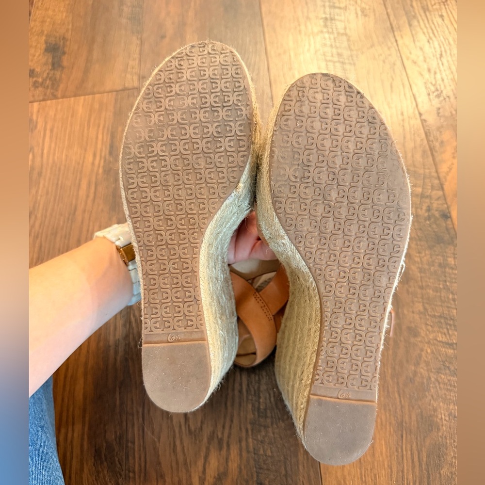 Sam Edelman Tan Leather Women's Wedges Sandals - Picture 12 of 14